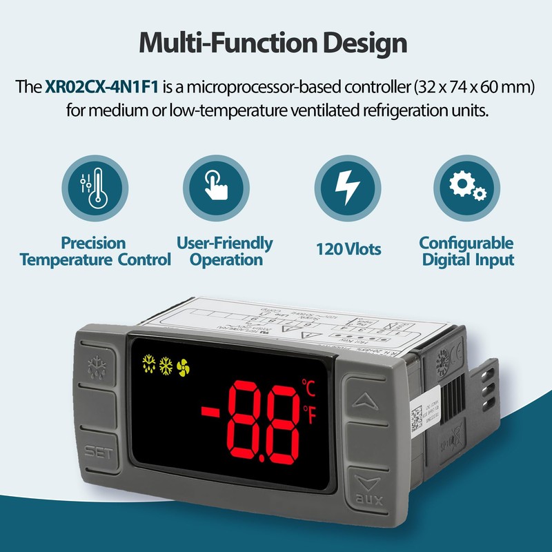 for Dixell XR02CX-4N1F1 Temperature Controller Digital Thermostat Controller with Temperature