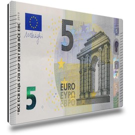 TRIOSK Fridge Magnets Banknote Decorative Magnet 5 Euro Banknote Euro Note Money Gift for Financial Advisors Banker Money Collector Fridge Magnetic Board Office Strong Square Large 85 x 55 mm