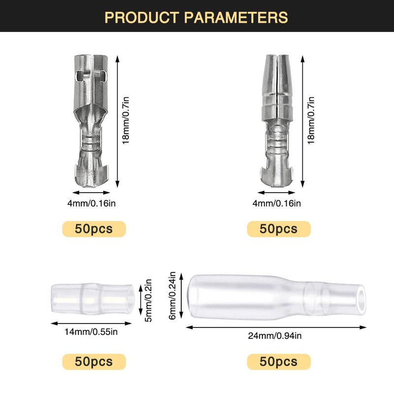 YIXISI 200 pieces 3.9 mm round connector kit, silver