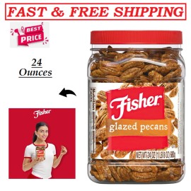 Fisher Snack Glazed Pecans, Made with Whole Mammoth Candied Pecans, (24 Ounces)