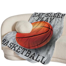 Basketball Throw Blanket Soft Cozy Eat Sleep Play Basketball Blanket Lightweight Flannel Fleece Fuzzy Sport Themed Blankets Gifts Stuff Decor for Sport Fans Teens Boys Girls Adults 50"X40"