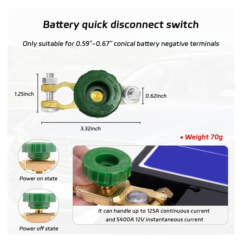 Dickno Top Post Battery Quick Disconnect Switch, Auto Battery Master