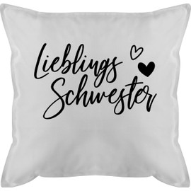 Kissen 50x50 - Lieblingsschwester Beste Schwester - 50 x 50 cm - Weiß - Schwestern Geschenk Sister gefüllt für schwesterherz Spruch sis Geschenke Best mit Aufdruck eine