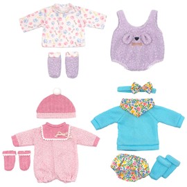 UNICORN ELEMENT 3 Sets 14-18 Inch Baby Doll Clothes, 14 Inch Doll Outfit for 43cm Reborn Dolls, Total 11 Pcs Onesies Doll Clothes and Accessories for 18 Inch Girl Dolls