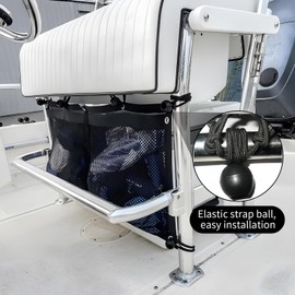 Boat Storage Bag Car Storage Mesh Bag Hanging Mesh Organizing Bags Boats and Car Organizing Accessories with 6 pcs Elastic Ring (32 inches)