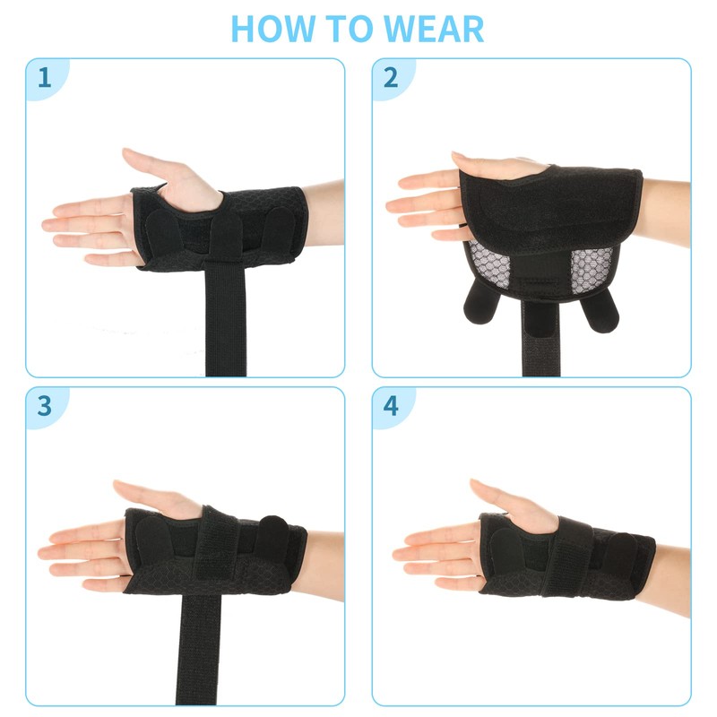 MILAIUN Wrist Support with Metal Splint Stabiliser Adjustable Day Night