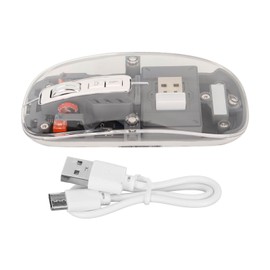 Wireless Bluetooth Mouse Transparent Clear Cool Shell Mute Click Colorful Breathing Lights Laptop Computer Mice Grey