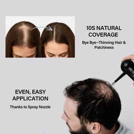 Hair Building Fibers for Thinning Hair for Men Women, 2-in-1 Kit- Enhancements Barber Spray, Thicker Fuller Hair Beard & Hairlines Instantly with Spray Applicator Nozzle, Natural Formula (Black)
