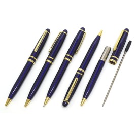 Pink Grain Leather Pencil Case Midnight Rotating Ballpoint Pen Set, Blue, SASP-SA2002BP-L