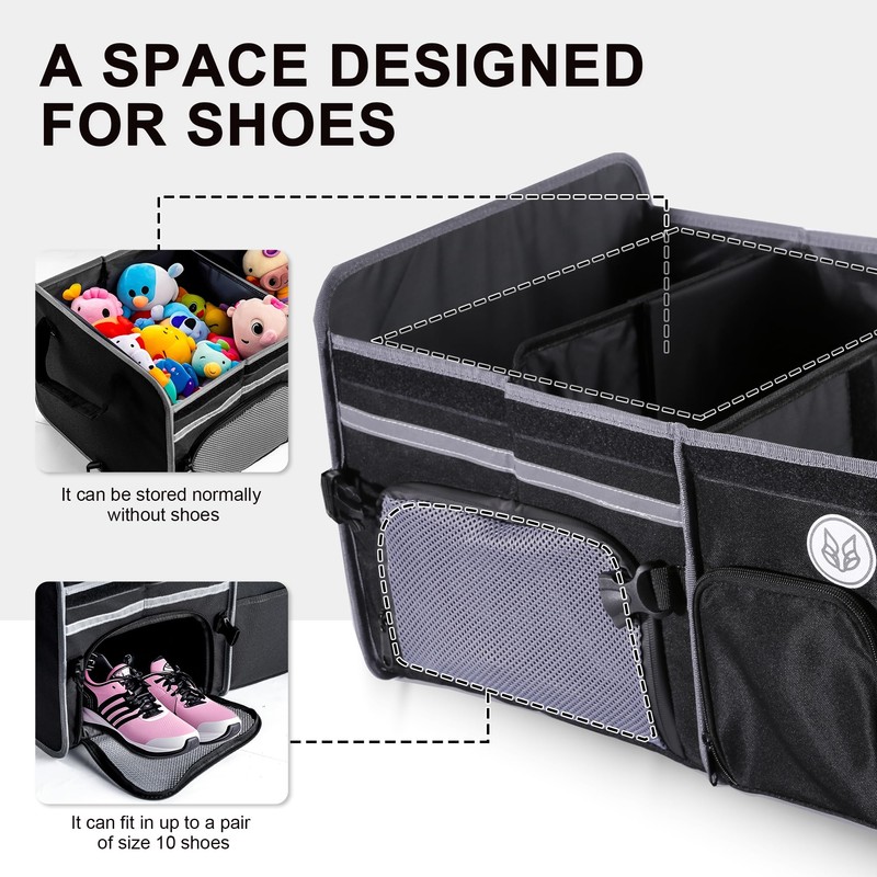 SugarFox Bold Color Block Trunk Organizer, Foldable with 26L Ice