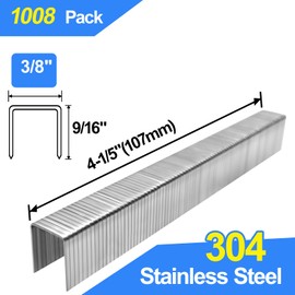 SimCos 20 Gauge 304 Stainless Steel T/50 Staples - 3/8" Crown Upholstery Staples, 9/16" Leg Length, 1008-Counts, Compatible with Staple Gun & T-50 Stapler