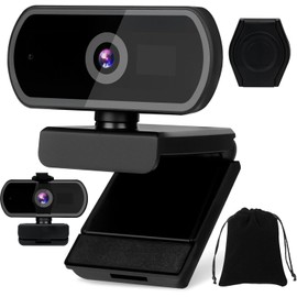 KIMIGO Full HD Webcam, USB a Webcam with Microphone for PC, Webcam Full HD 1080P, Webcam for Laptops, USB Webcam for Laptop, PC, Desktop for Live Streaming, Video Call, Conference, Online Teaching