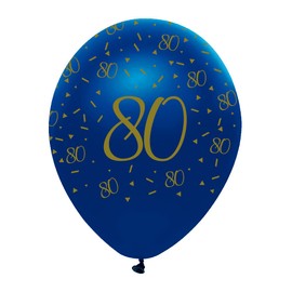 Creative Party Navy and Gold Birthday Balloons, 6 80th Birthday Balloons, party decorations, premium 80th birthday decoration, RB335