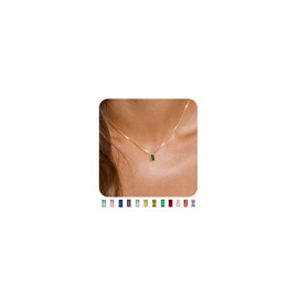 FUNEIA FUNEIA Diamond Necklaces for Women 14K Gold Plated Emerald Birthstone Necklace for Women Mothers Dainty Gold Necklace Blue Green Cubic Zirconia Pendant Necklace Birthday Gifts for Women Jewelry
