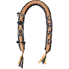 Graduation Leis 2025 Money Ribbon Leis for Graduation 48inch Braided Graduation Necklace for High School,College Graduation Party Gifts,Gold and Black