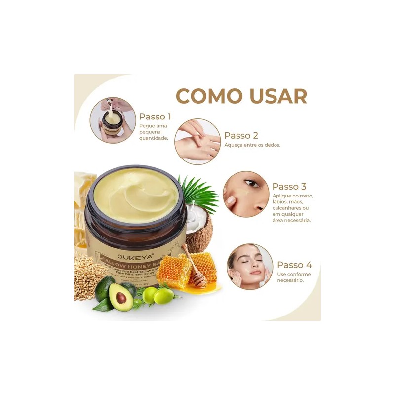 Crema Facial Oukeya Hidratante con Sebo y Miel para Piel