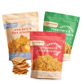 Unbothered Foods Sourdough Crackers - Gut-Friendly & Easy to Digest, Non-GMO, No Added Sugar, Nut-Free, Perfect for Cheese & Snacks, 100% Naturally Fermented - 3 Flavor Variety Pack