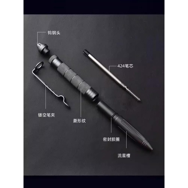 Lelukee Tungsten Steel Survival Tactical Writing Pen with Conical Pen
