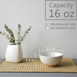 Bosmarlin Small Ceramic Dessert Bowls, 16 Oz, Set of 6, Dishwasher and Microwave Safe, For Cereal, Ice Cream, Soup, Salad, Rice (White)