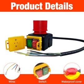 DAJASD Notausschalter 400v 3 phasen, Maschinenschalter Geräteschalter mit CEE-Stecker, Motorschutzschalter mit 80cm Kabel, Sicherheitsschalter für Oberfräsen, Tischsägen, elektrische Bohrmaschinen