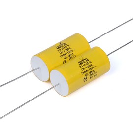 YEGAFE 2pcs 3.3uF 250V Axial Audio Speaker Crossover stepless Film Capacitor 5% Audio Crossover Tweeter Precise Pairing