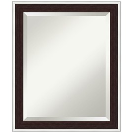 Amanti Art Wall Mirror 23x19 Maya Espresso Silver Rectangle Bathroom Mirror for Wall Decor Living Room, Small Modern Contemporary Frame, Hangs Horizonally and Vertically, Bathroom Decor, Beveled Edge