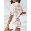 Saodimallsu Womens Summer 2 Piece Outfits Short Sleeve Striped Button