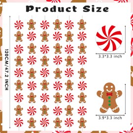 Christmas Party Garlands Christmas Candy Gingerbread Man Decorations 8PCS Pre-Strung Gingerbread Theme Hanging Garlands Xmas Party Ceiling Decor Ornaments for Peppermint Xmas Holiday Party Supplies