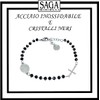 SAGA GIOIELLI® Bracelet Woman Man Rosary Black Crystals Steel
