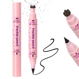 2 in 1 Faux Freckle Stamp and Liquid Eyeliner Pen, Natural Lifelike and Quick Dry Liquid Eyeliner Pen, Waterproof and Long Lasting with Sunkissed Face Fake Freckles Stain Marker Pencil - ESPRESSO