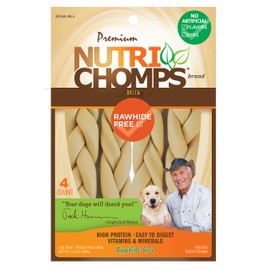 NutriChomps 9-inch Braid, Rawhide-Free Dog Treats, Easy to Digest, Healthy, 4 Count Milk