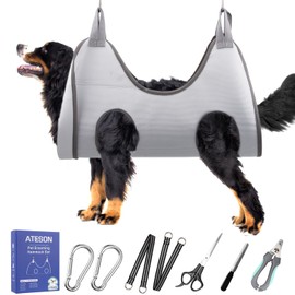 ATESON Pet Grooming Hammock Harness for Large Giant Dogs Nail Trimming, Dog Sling for Cutting Nails, Dog Hanging Holder Hanger with Nail Clippers, Nail File, Scissors XXXL