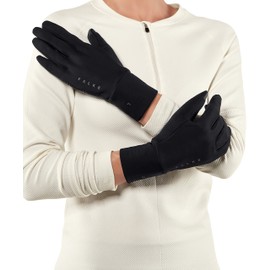 FALKE ESS Unisex Brushed gloves, Size M-L, Black, polyamide mix - Sweat wicking, fast drying, warm, reflective details, protection in mild to cold temperatures