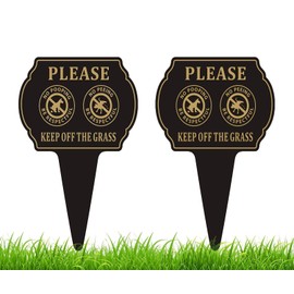 No Poop or Pee Dog Sign,13.6”X9.6” 2PACK Keep Off the Grass Yard Sign with Integrated Stake Double Sided Metal Sign for Lawn Weatherproof and Outdoor Use