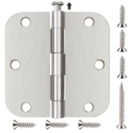 24 Pack Brushed Nickel Door Hinges 3.5 x 3 1/2 Inch Interior Rounded 5/8" Radius Corners Iron Bifold Silver Residential Satin Nickels Hinge for Doors Hardware Kit Office Bedroom Study Living Room