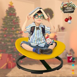 Children Round Spinning Swivel Chair,Boost Balance and Coordination in Kids, Sit and Spin Swivel Chair for Kids Toddlers, Sensory Spinning Seat - Color: YELLOW