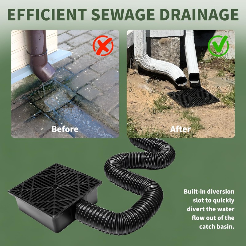 Rain Gutter Downpipe Extensions, Square Sink Drain Set, with 150