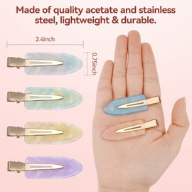 Leezmark 12 Pcs No Bend Creaseless Hair Clips for Women - Salon Styling Flat Clips for Makeup and Girls