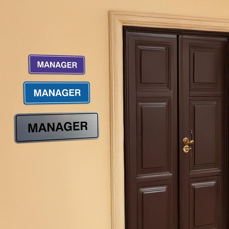 Standard Manager - Placa decorativa para puerta y pared, Black/silver,