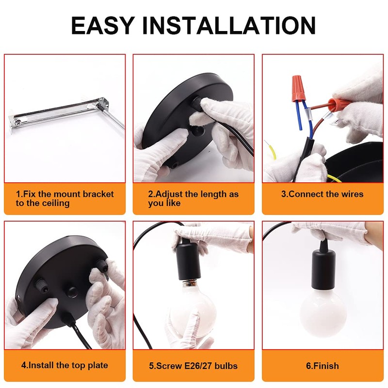 Vintage Pendant Light Fitting, Industrial Modern 3-Light Ceiling Pendant Lighting