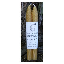 100% Beeswax Candles - One Pair of 8" Tapers - Natural Wax - Raw Beeswax