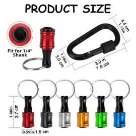 6PCS 1/4 Inch Hex Shank Aluminum Alloy Screwdriver Bit Holder & Lightweight Quick-Change Extension Bar with Black Carabiner, Ideal Tool Gifts for Men & Father's Day