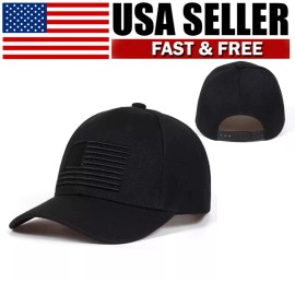Unbranded Adjustable Baseball Cap American Flag Embroidered Low Profile US Flag Hat Black