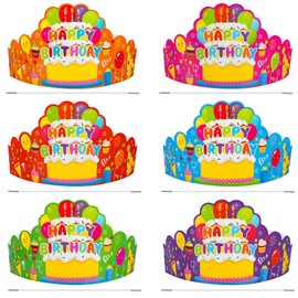 Maniaacer 30 Pcs Birthday Party Crowns for Kids Happy Birthday Hats Colorful Crown Set Paper School Classroom Hats with Elastic Band for Classroom School Kids Teacher Party Supplies