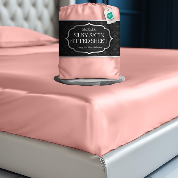 DECOLURE Satin Fitted Sheet Queen Size (1 PC) – Luxuriously