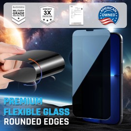 TEMPRTEK+ for iPhone 14 Pro Max Privacy Glass Screen Protector 2 Pack (9H+ Military Grade 3X Protection) Long Last Shatterproof Tempered Glass-Anti Scratch/Fingerprint [Full Coverage] Anti-Spy