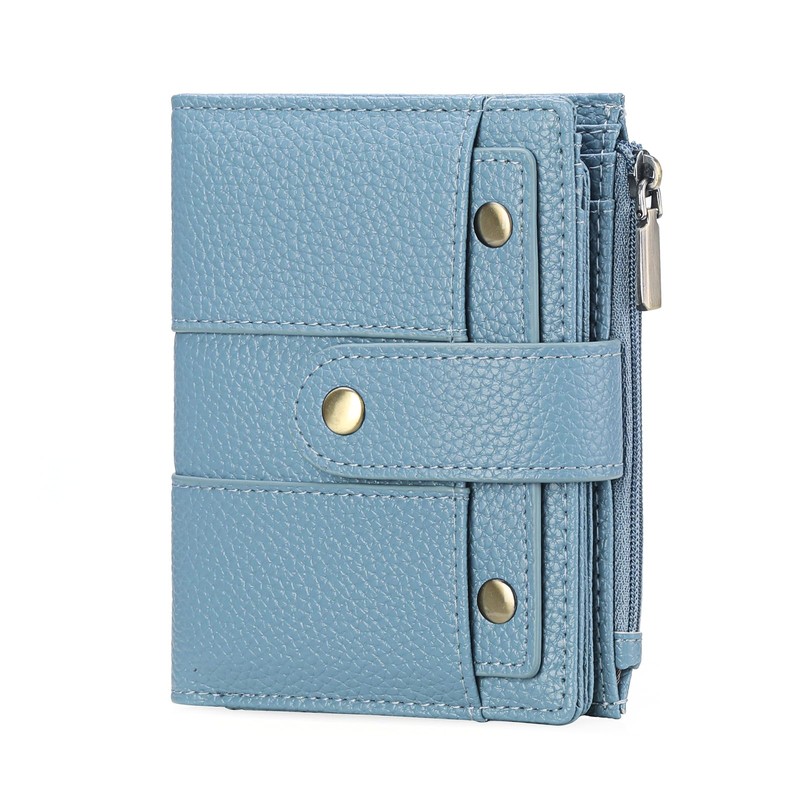 GOIACII Women's Small Leather Purse with RFID, blue