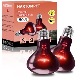 HARTOMPET 60W Infrared Red Heat Lamp – Perfect Basking Spot Bulb for Lizards, Bearded Dragons, Snakes & Chickens; Efficient Red Heat Emitter for Brooders and Terrariums, E26 Base | 2 Pack