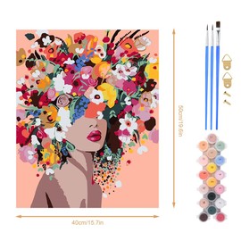 OSDUE Painting by Numbers Kits, DIY Hand Painted Oil Painting Kit for Children, Beginners and Adults, Digital DIY Oil Painting Set with 3 Brushes and Acrylic Paint, 40 x 50 cm, Without Frame, Cat,