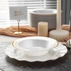 50 Pack 12oz Peal White Plastic Bowls with Gold Rim
